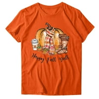 Есенни тениски за дълги ръкави за жени ризи с къс ръкав Жени ежедневни есенни печат с къси ръкави върхове блуза кръгла шията ежедневна туника туника ризи