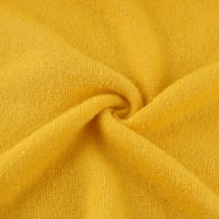Пуловер за жени- Върховен топ пуловер Екипаж ший с дълъг ръкав Капка рамо модна хлабава плетени върхове Твърди върхове жълти