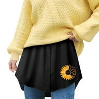 Самостоятелна пола на пуловер с пуловер с риза, подредена с отпечатана пола от дъното