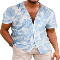 Bomotoo Mens летни ризи с къс ръкав тениска ревера върхове ежедневно носене на блуза стил-i l