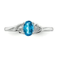 Sterling Silver Swiss Blue Topaz Band Ring Size 9. Birthstone декември Gemstone Fine Jewelry for Women Gifts за нея