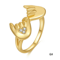 Любовни пръстени за подписки за жени - Новост на сърцето Форма ретро сплав пръстени бижута Доставка за подаръци Злато, размер: 6