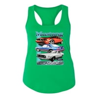 Wild Bobby, Mustang Ford Classics Cars and Trucks Women Racerback Tack Top, Kelly, X-Large