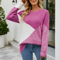Homadles Женски класически пуловер прочистване- кръгла шия плюс размер свободни пуловери от жени горещ розов размер XL