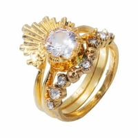Ярки цирконови пръстени кръгли бял камък бижута модни бижута ангажиран пръстен