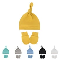 Leaftforme Set бебешки шапки ръкавици от твърд цвят тънък възел еластична ръкавична ръкавична ръкавица, комплект за ежедневно износване