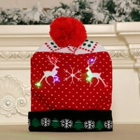 Guvpev LED Light -Up плетен грозен пуловер празник коледни коледни шапки - червено, един размер k
