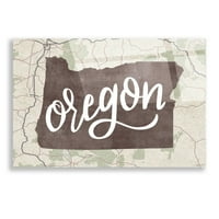 Epic Art 'Oregon Map' от Kyra Brown, Acrylic Glass Wall Art, 16 x12