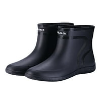 Daeful Mens Comfort Slip on Rain Boots Outdoor Lastual Garden Shoes Kitchen Lightweight Round Toe Work Shoe Black 9.5