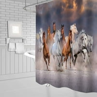Работещи диви коне душ завеса западен акварелен животинска цветна плат плат декор за баня комплект с куки завеса за баня