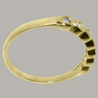 Британски направени 10k жълто злато естествен диамант и танзанит дамски обещаващ пръстен - Опции за размер - размер 10.5