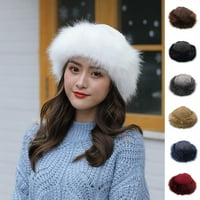 Стрелец Женска шапка сгъстяваща пухкава fau fur Pure Color Coldproof Cap Fashion Accessories