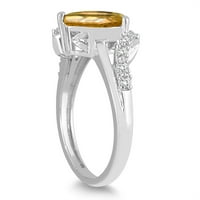 Цитрин и диамантен пръстен във формата на круша