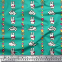 Soimoi Rayon Flats Floral, Bird & Bunny Kids Print Fabric край двора