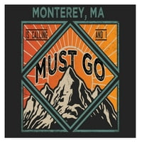 Monterey Massachusetts 9x Souvenir Wood знак с рамка трябва да се проектира дизайн