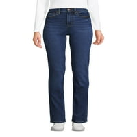 Lands's End Women's Recover High Rese Straight Leg Blue Jeans