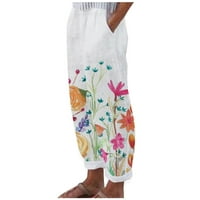 Fartey Prime Day Deals днес широки панталони за крака за жени ежедневни еластични джобове с висока талия панталони солиден цвят отпуснато прилепване на плажа ваканция панталони