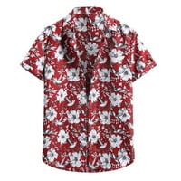 Оалиро мъжки хавайски ризи с къс ръкав мъже ежедневни копчета плаж флорален принт Превръщане с еднократна риза с къси ръкави с късо ръкав блуза